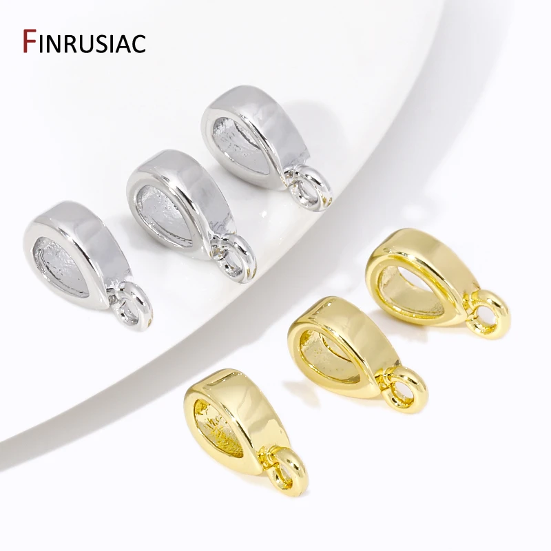 Wholesale 18K Gold Plated Brass Spacer Beads Oval Pendant Charms Connector Bail For DIY Jewelry Making Accessories