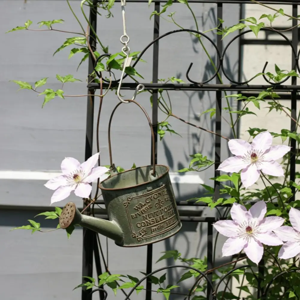 Outdoor Plant Pot Decorative Planter Distressed Metal Watering Planter with Drainage Hole Vintage Decorative for Indoor