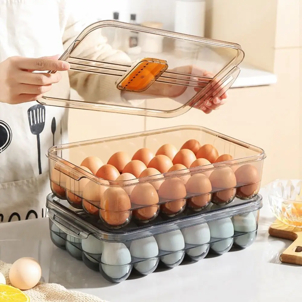 

Plastic 24 Grids Egg Storage Box Dust-proof Large Capacity Fridge Egg Organizer Fresh-keeping with Sealing Cover Egg Container