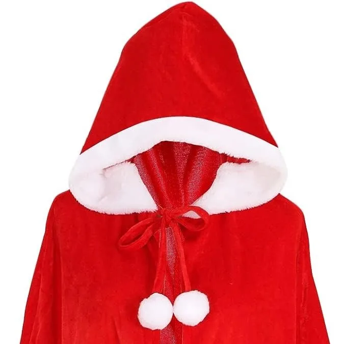 Christmas Velvet Cloak Halloween Style White Ball Christmas Theme Party Wear Women's Fashionable Winter Coat by Meidida view 3