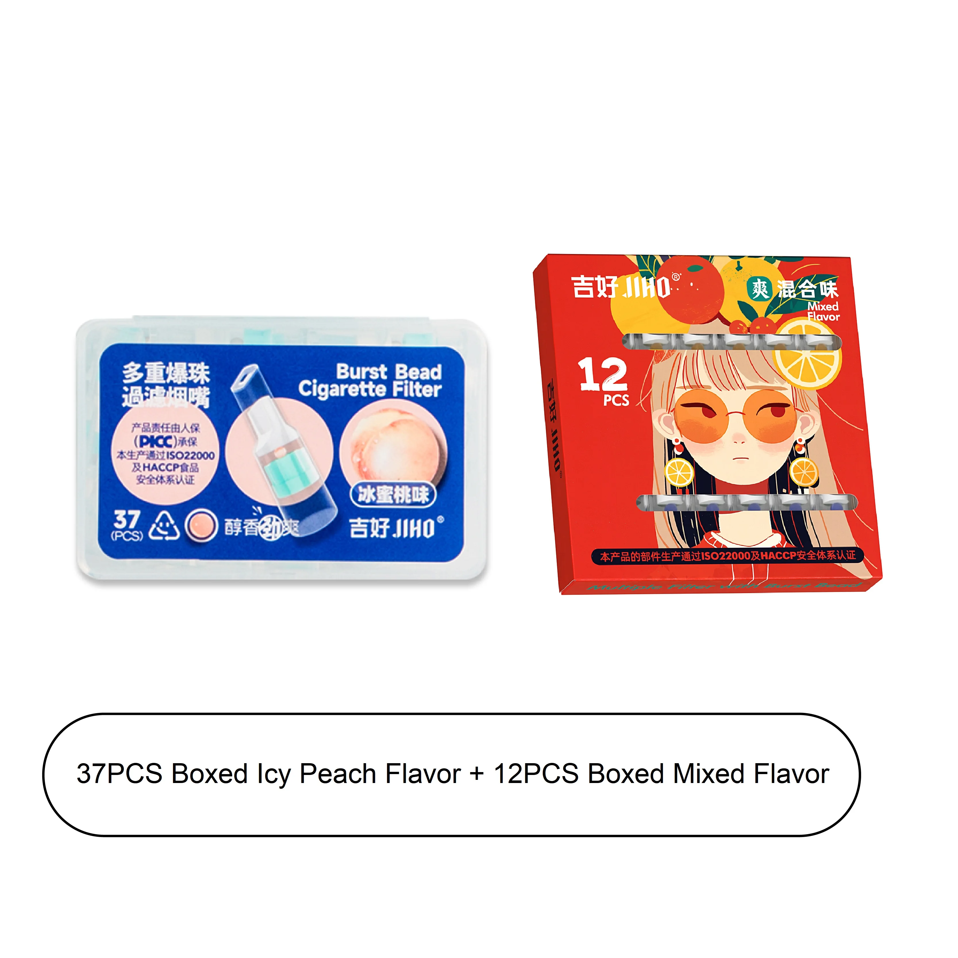 Refreshing Assorted Fruit Built-in Burst Bead Filters, 37+12PCS Combo Disposable Smoking Tips