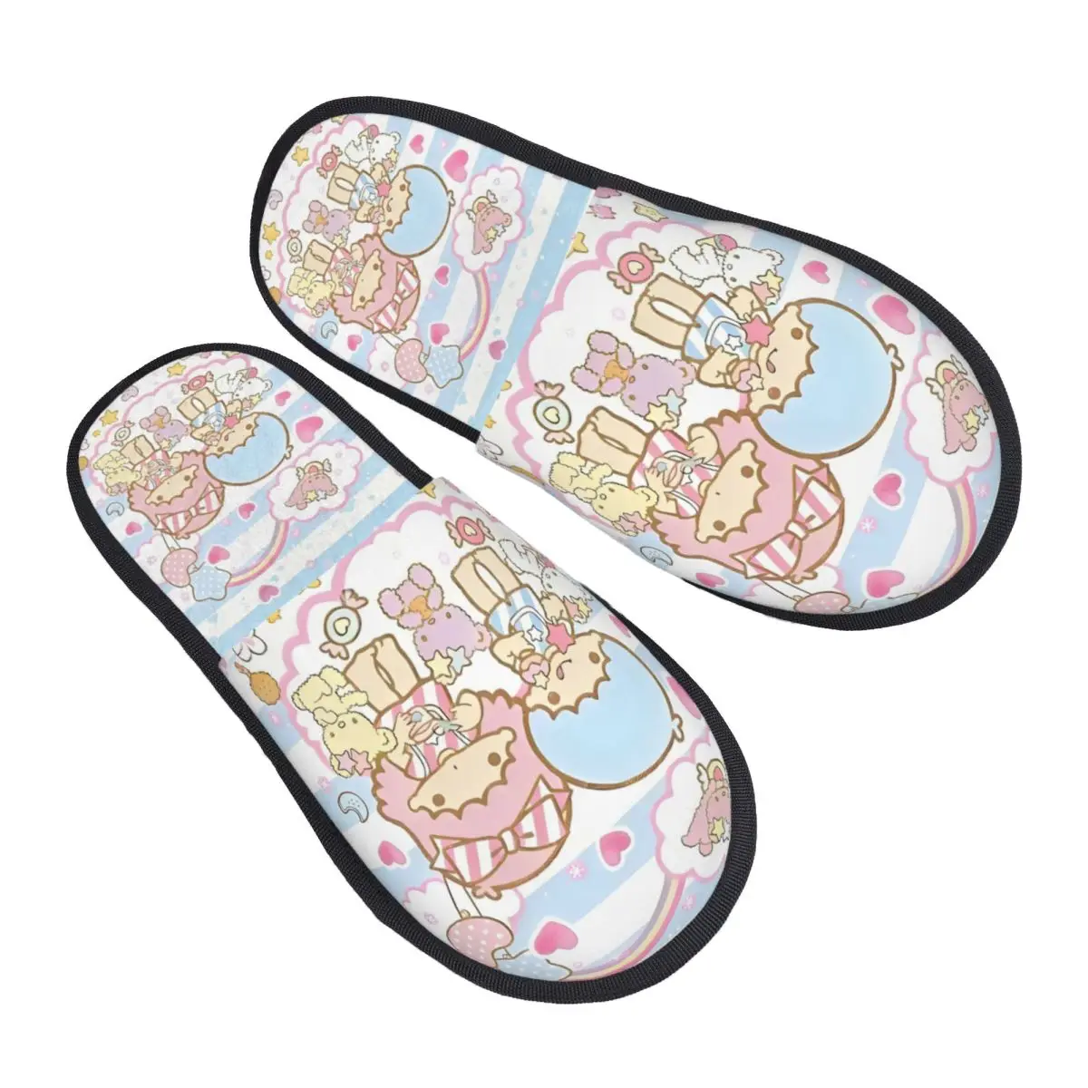 

Тапочки с принтом мультфильма Sanrio Little Twin Stars, мягкие теплые тапочки Kawaii Lala, аниме Kiki, пушистые тапочки из пены с эффектом памяти, домашняя и уличная обувь