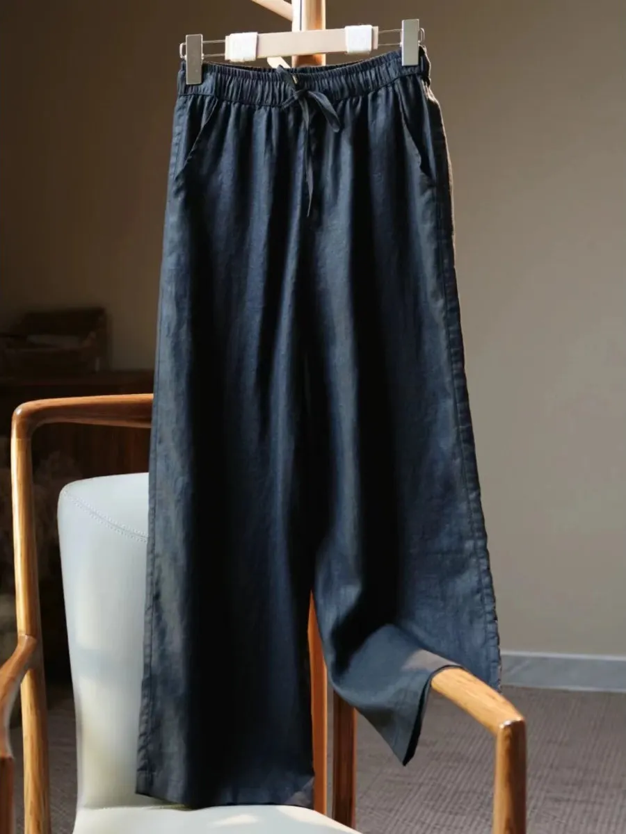 Lente Zomer Casual Katoen Linnen Wijde Pijpen Broek Dames Losse Rechte Broek Veelzijdige Comfortabele Casual Broek