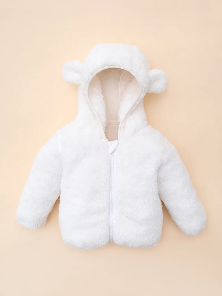 Winter baby girl thick fleece hooded jacket for warmth and comfort, suitable for outdoor activities Child Accessories