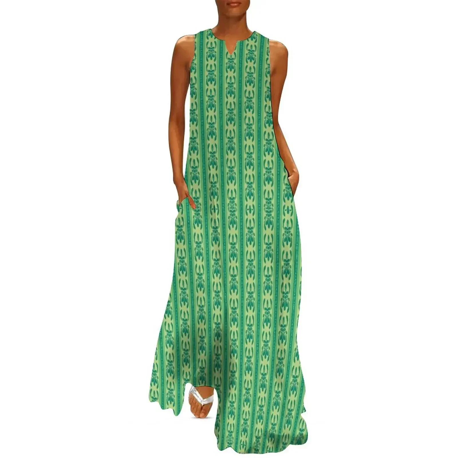 

Paris Green Witchweed Wallpaper Long Dress Women's summer dress birthday dress for women luxury 2025 Women's long
