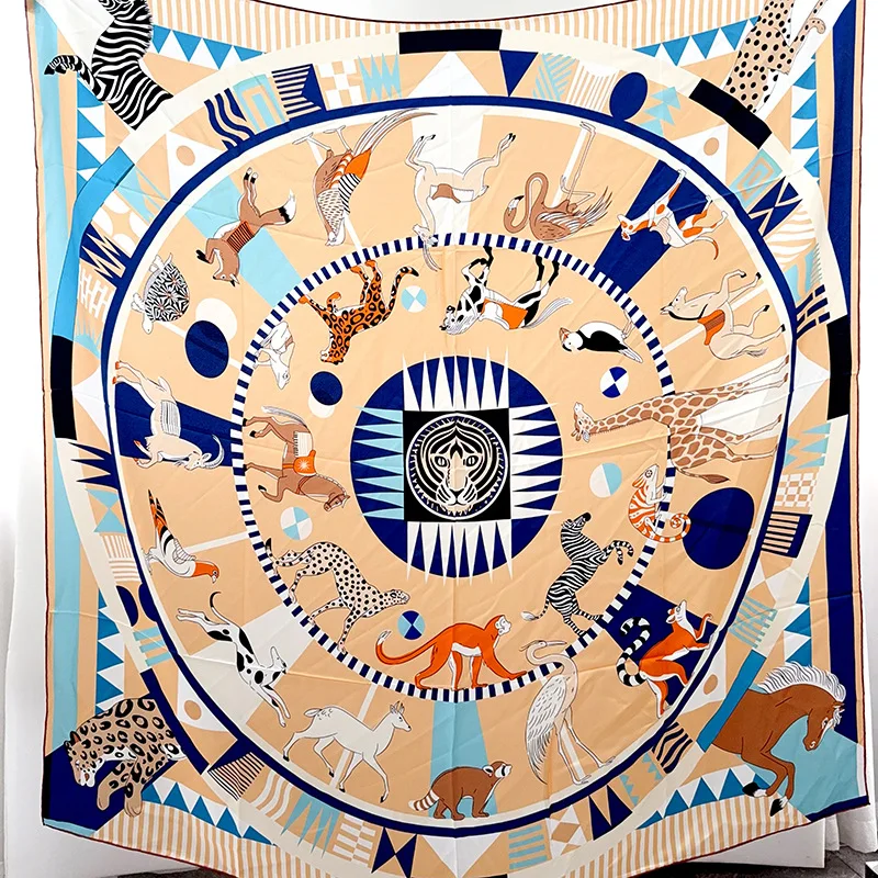 

140cm Silk Scarf 100% Silk Square Large Bandanas Hand Rolled Shawls Foulard Luxury Head Hair Designer Accessories