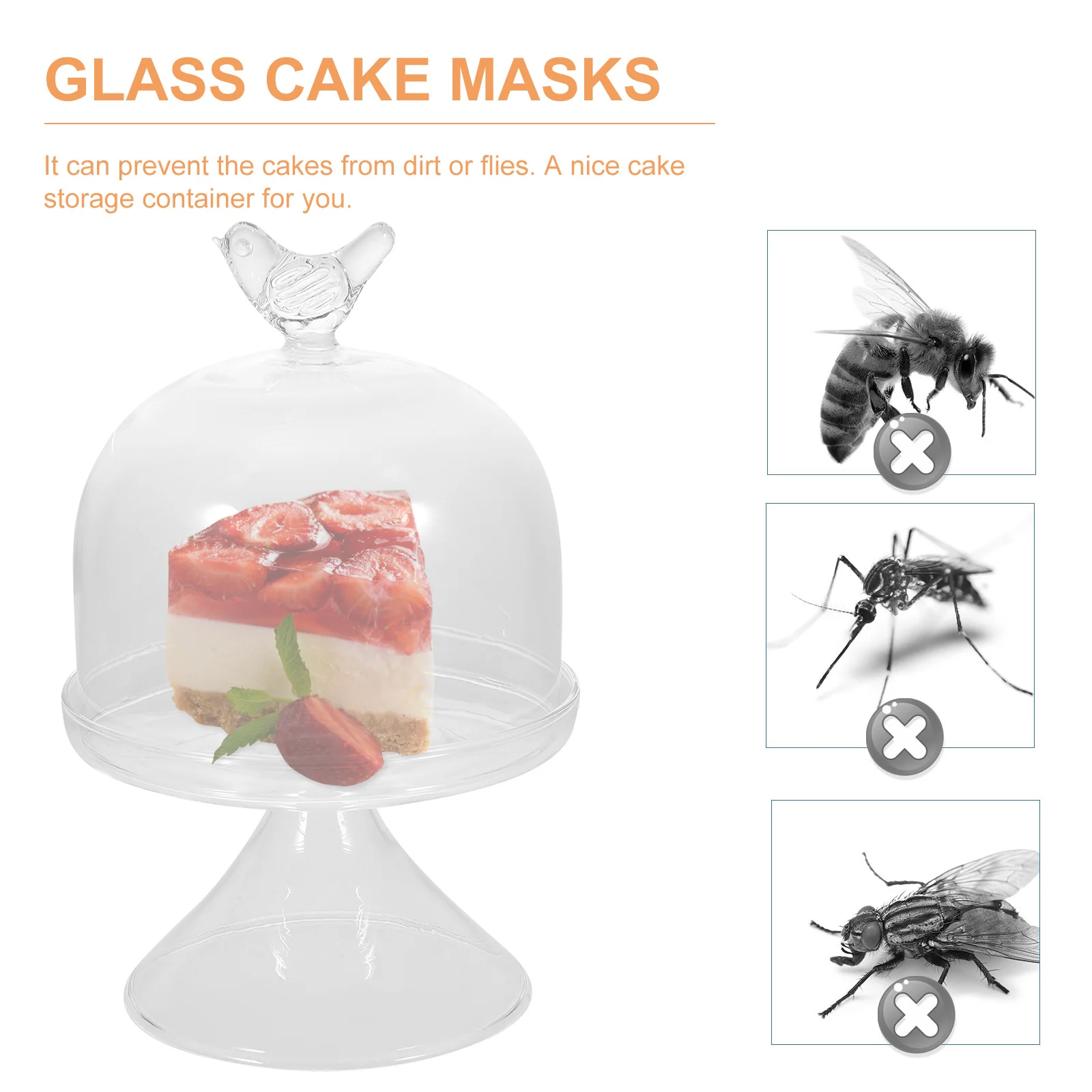 

Glass Cake Stand Dome Clear Cover Sturdy Dessert Serving Tray Party Display Plate Wedding Cake Display Cupcake Holder
