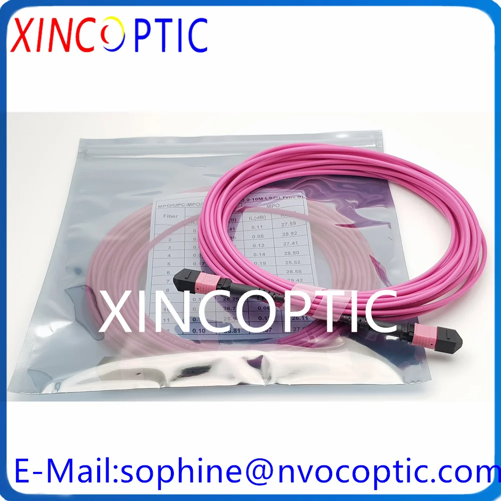 Imagem -05 - Masculino Multi Mode Mpo Connector Cabo 12core 5m 10m 8m 12c Mpo-m to Mpo 30 mm Mini Roxo Redondo Fibra Óptica Patch Cord Peças 2