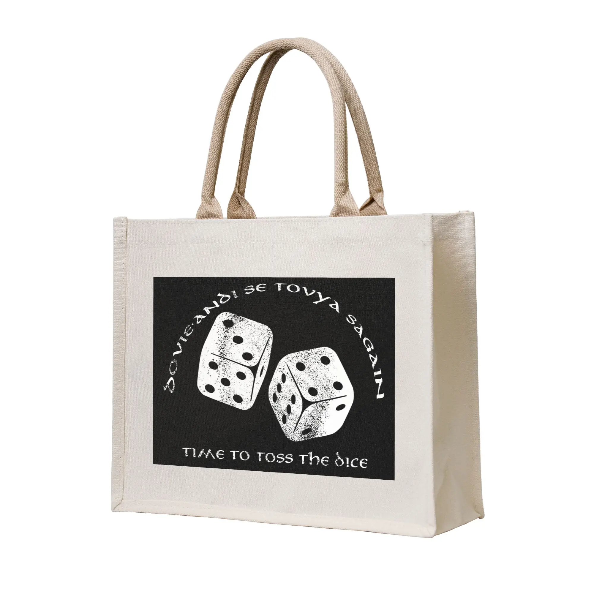 

Сумка-шоппер «Время бросать кубики» из холщовой ткани, многоразовая, для девочек, на плечо, дорожная сумка-тоут