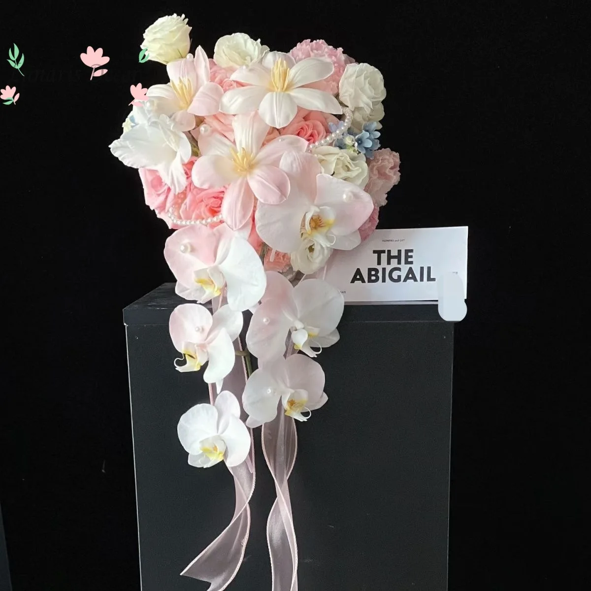 

Light pink bouquet bride wedding certificate simulation tulip calla lily simulation flower bouquet