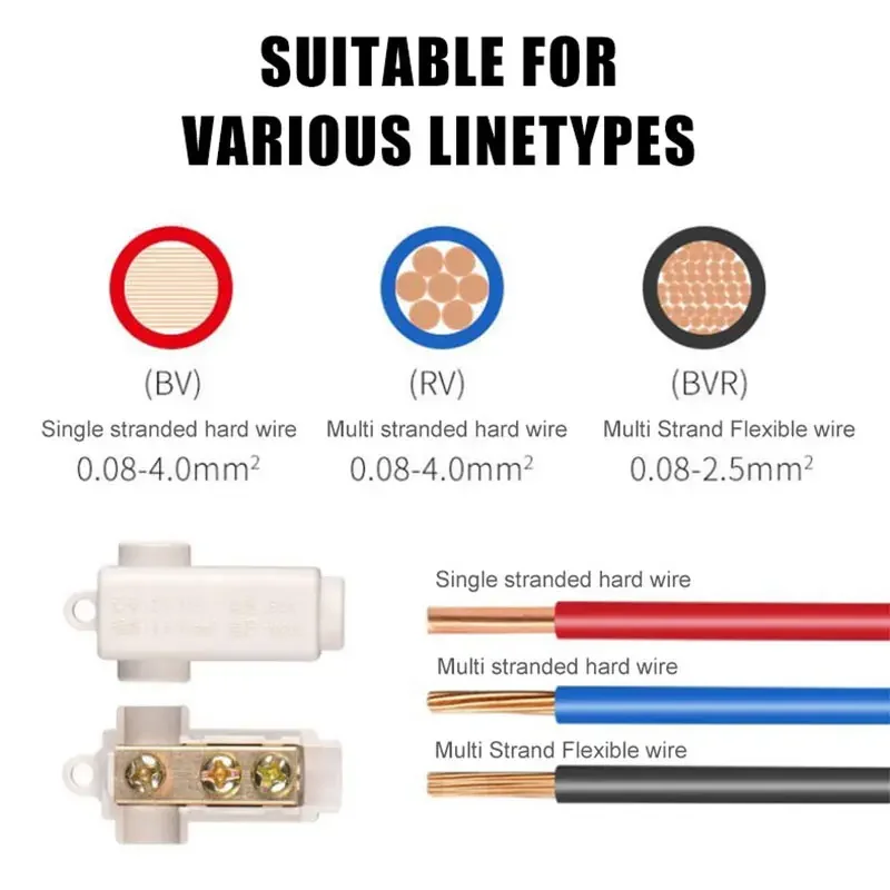 T-type Connecting Terminal High-power Tee Splitter I-type Quick Connect 1 to 2 Free of Disconnection Parallel Branch Terminals