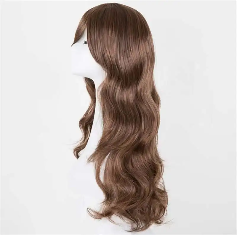 Burgundy Wigs Fei-Show Synthetic Heat Resistant Fiber Long Curly Hair Inclined Bangs Peruca Women Cos-play Salon Hairpiece