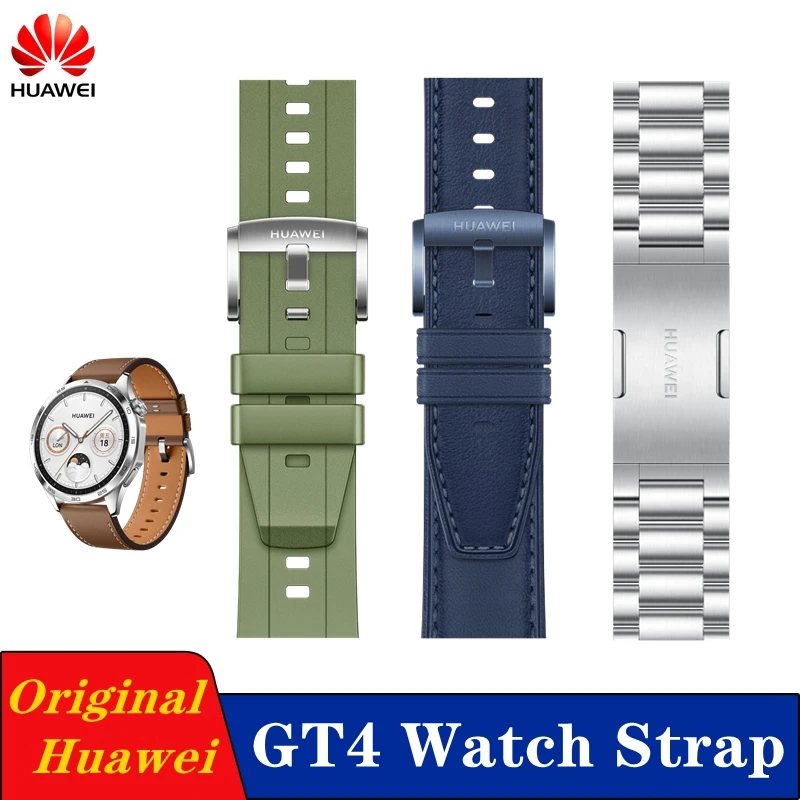 Original Huawei GT4 46mm Green Composite Strap 22mm FKM Rubber Sport Band for GT4 Genuine Leather Wristband Titanium Bracelet