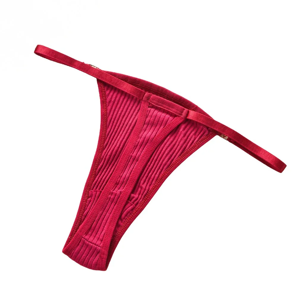 Women Cotton Thread Thong Briefs Comfortable Breathable Underwear Thin Belts Low Waist T Back Underpants Sexy Bikini Lingerie