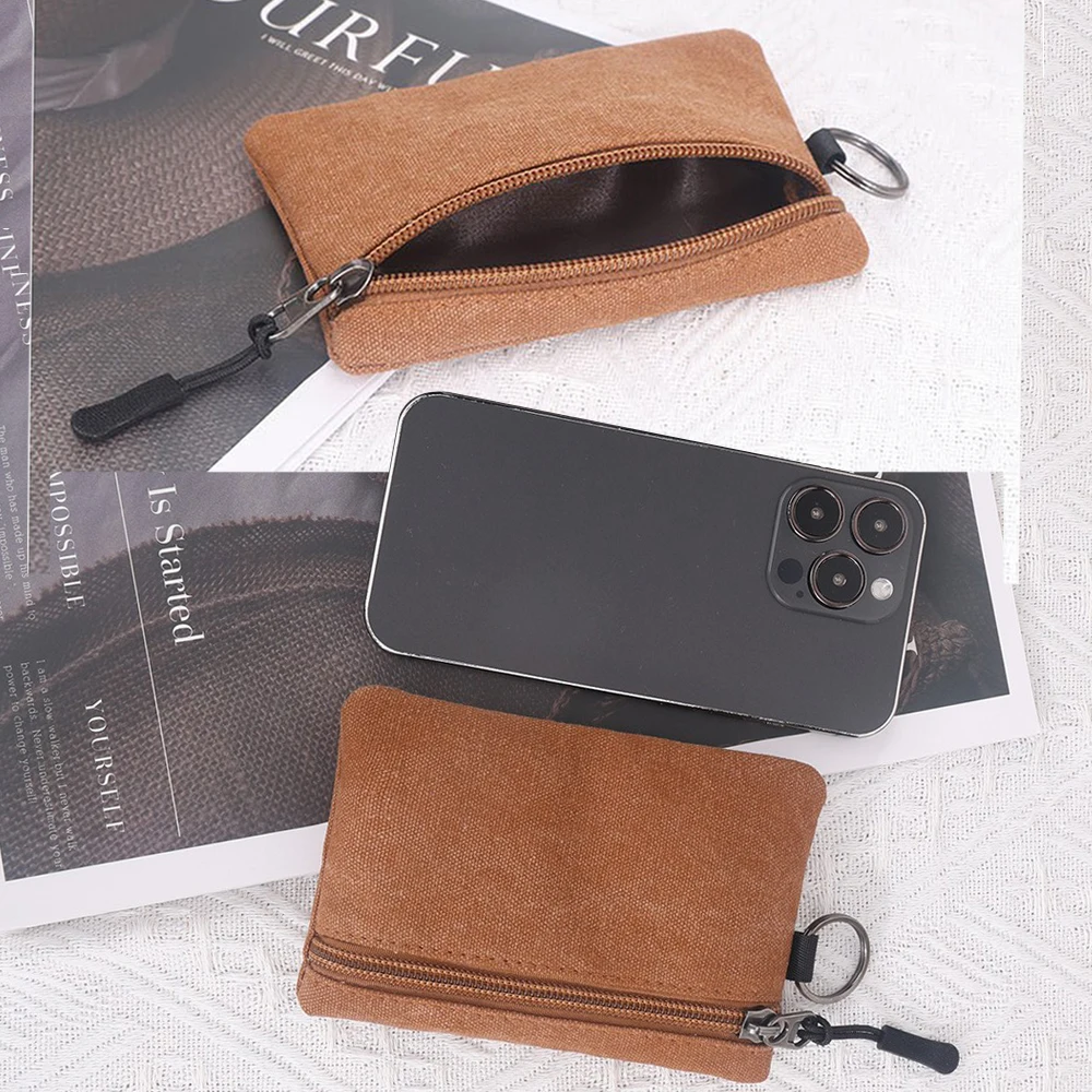 غسل قماش عملة صغيرة حقيبة المحفظة الأسود سستة حقيبة مفاتيح المال جيب محفظة النساء الرجال حامل بطاقة صغيرة تغيير محفظة للعملة 6 اللون #5