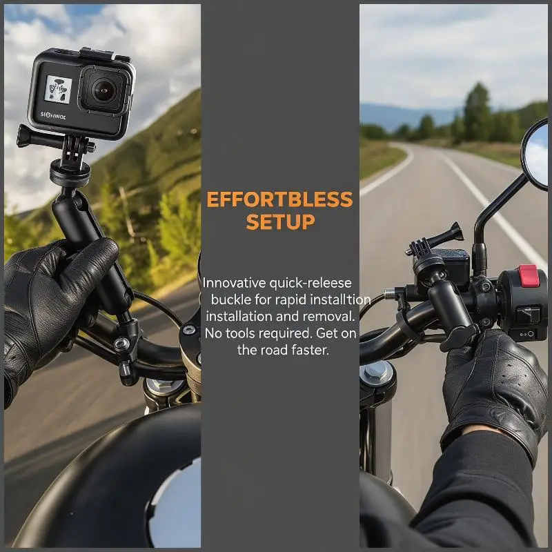 Alloy 360° Motorcycle Camera Handlebar Bracket Perfect Filmmaking for Customizable Angles