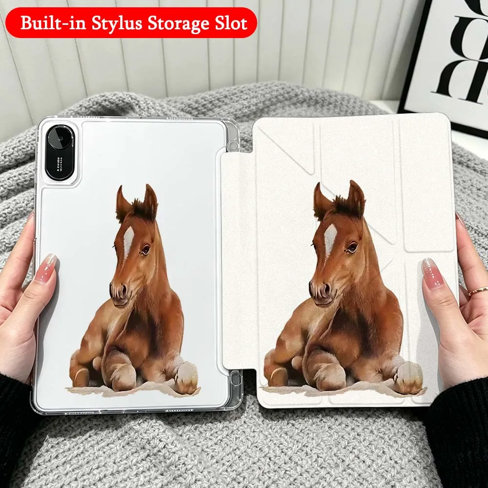 Cartoon Animal For Xiaomi Redmi Poco Pad 5 6 7 8 Pro SE 11 11.2 12.1 Inch Transparent Y-Shaped Folding Tablet Case