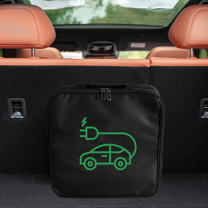 【B】Electric Vehicle Charging Cable Bag Car Charger Cable Storage Bag Auto Trunk Organizer Waterproof Charger Cable Handled Bag