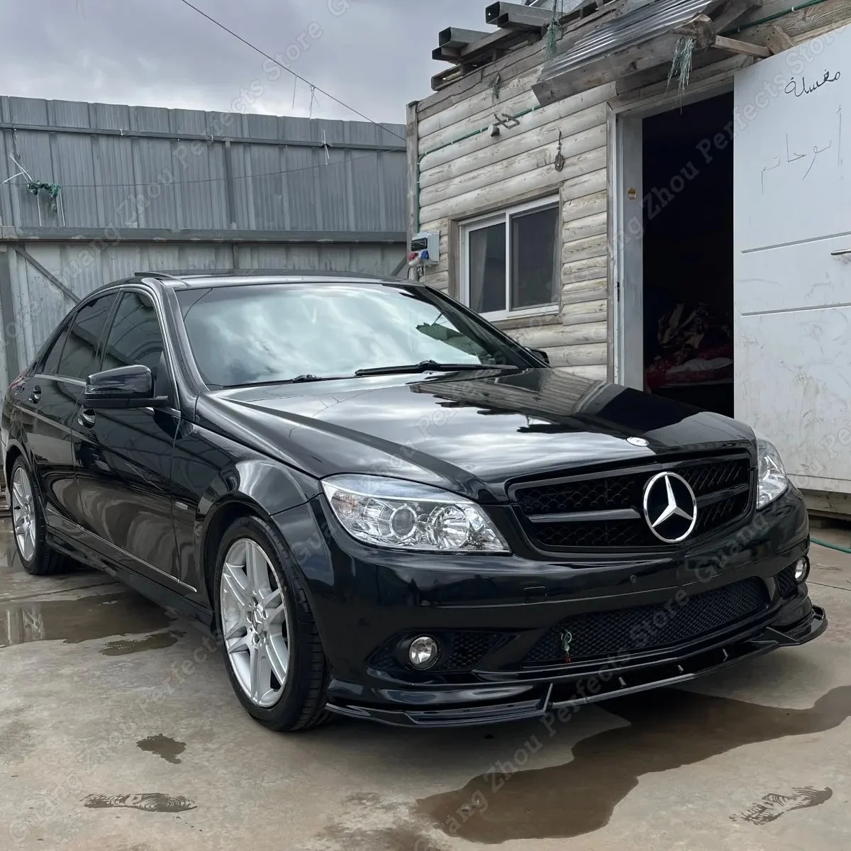 For Mercedes-Benz C Class W204 S204 C200 C220 C250 AMG Line 2007-2011 Pre-Facelift Car Front Bumper Lip Splitter Spoiler Bodykit