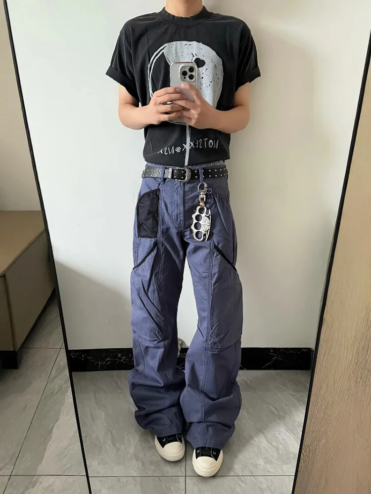 Men's Workwear Pants Multiple Pockets Cross Design Axe Blade Style High Street Logging Pants Vintage American Vibe