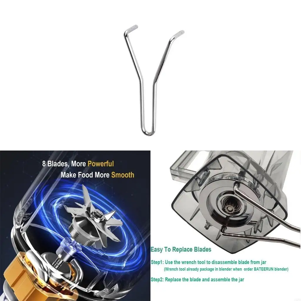 Suministros cocina J6PE, cabezal hoja licuadora acero inoxidable con herramienta llave, accesorios para licuadora