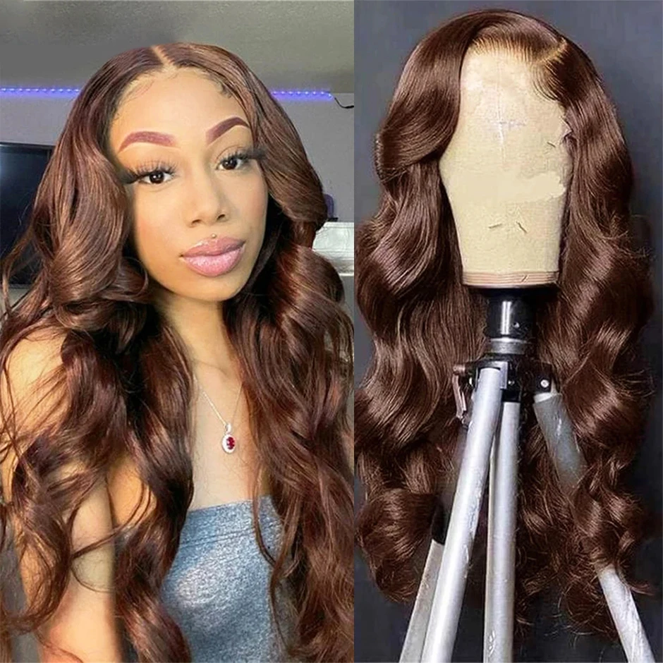 MURRYU wig cokelat renda depan rambut manusia untuk wanita hitam wig sebelum dipetik rambut manusia 13x4 gelombang tubuh renda coklat Frontal