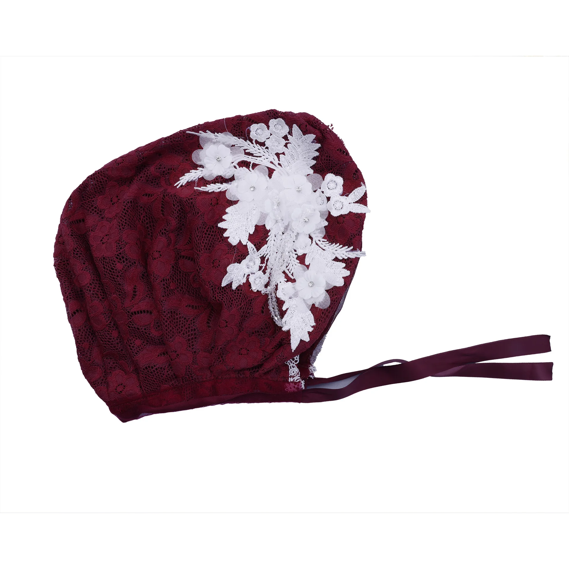 Di lusso Del Merletto Del Ricamo Cofano Turbante Nappa Bead Cappello Delle Donne Musulmane Hijab Berretti Islam Berretto Da Sposa Foulard Del Partito Turbante Mujer