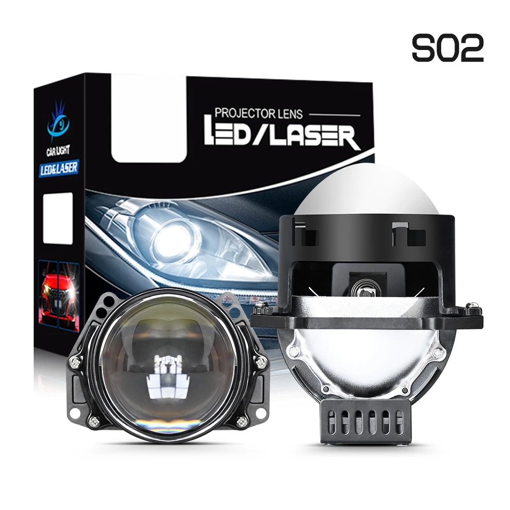 

New S02 Dual Cup 3 Inch Bi Beam Projector LED Headlight Ultra Bright Car Front Lamp H4 H7 H11 Universal Car Accessories