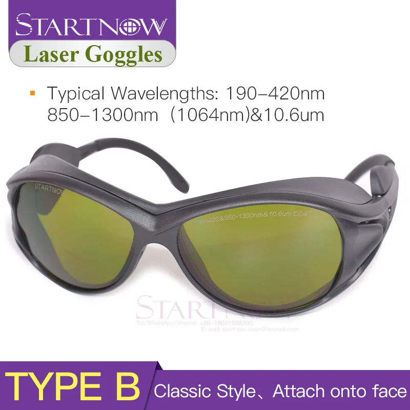 Startnow-gafas de seguridad láser de fibra, lentes de marcado YAG 1064nm, CE 190-420nm 850-1300nm y 10.6um OD4 + OD6 +, protección de gafas