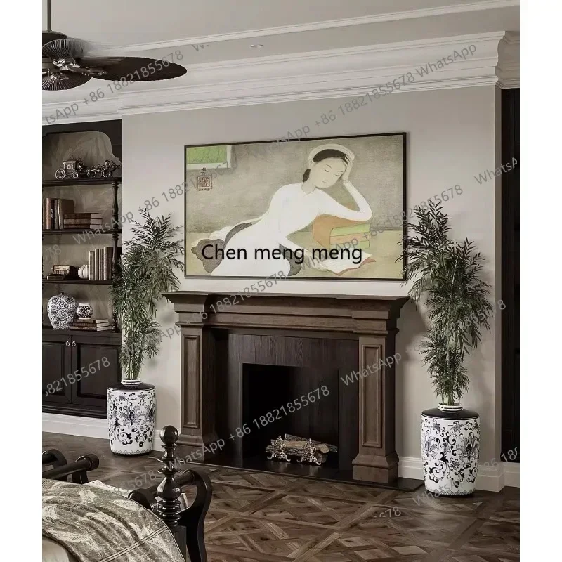 dd182dd182DD182X  Solid wood fireplace retro and old medieval locker, living room decoration porch corridor bedroom fireplace ra