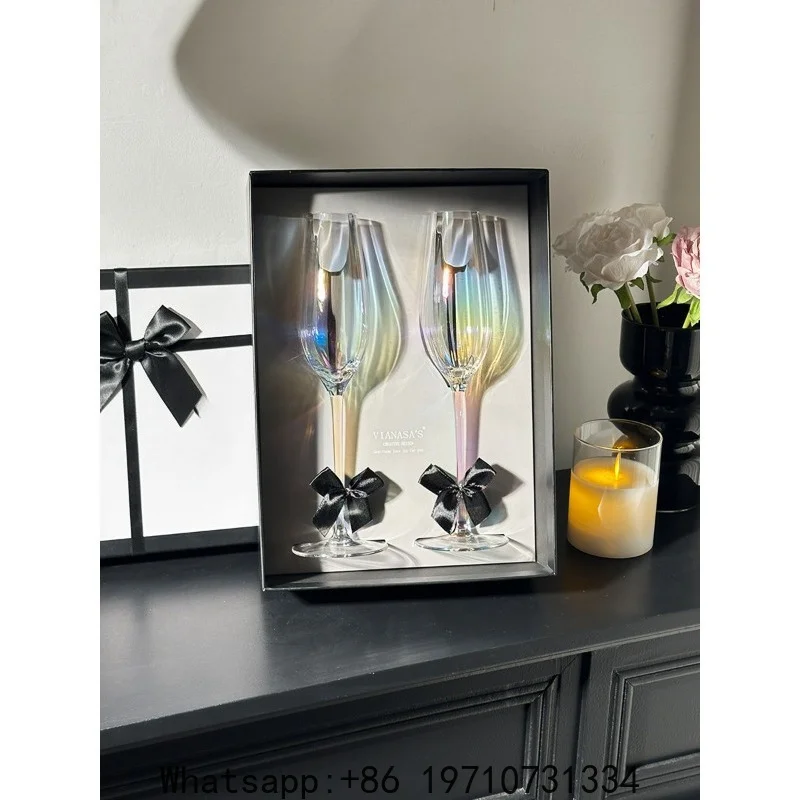 Dream colorful champagne glass goblet light luxury French crystal glass sweet wine cup gift box