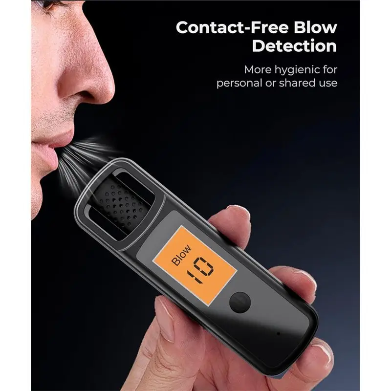 Classic-Rechargeable Breathalyzer Alcohol Tester, Contact-Free Blow Detection, BAC Test , Portable Breath Analyzer