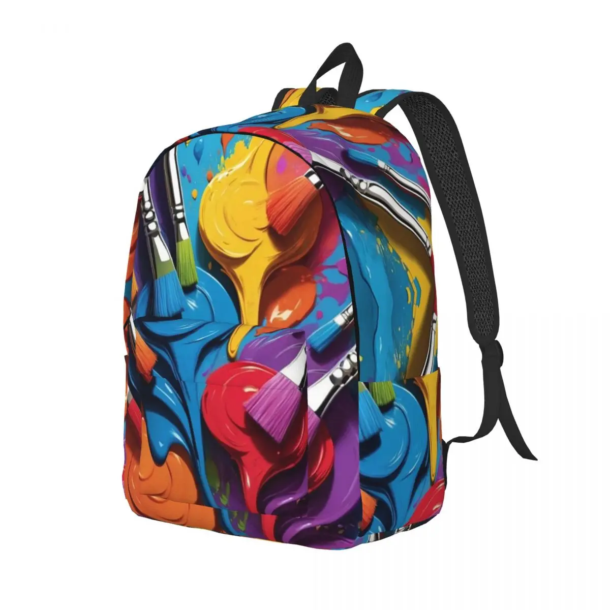 

Colorful Paintbrushes And Paint Design Backpack Daypack Large Capacity Children BookBag School Bag Shoulder Bags for Boys Girls