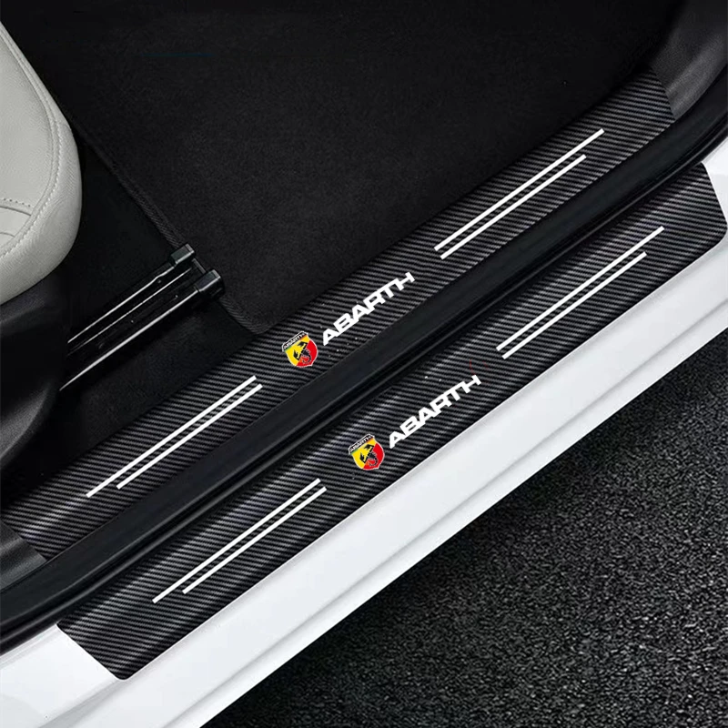 Tira protectora de fibra de carbono 3D, pegatina antipasos para alféizar de puerta de parachoques de coche para Fiat Abarth 595 Abarth 500 abarth 124 spider