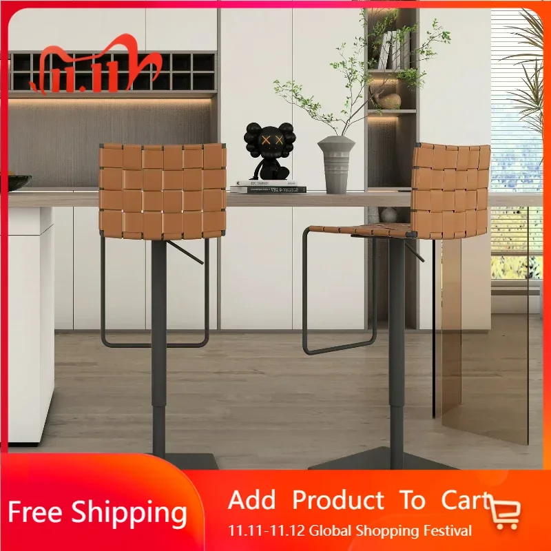 Luxury Italian High Chairs Leather Modern Ergonomic Fashion Counter Bar Chairs Reception Modern Taburete Alto Unique Furniture