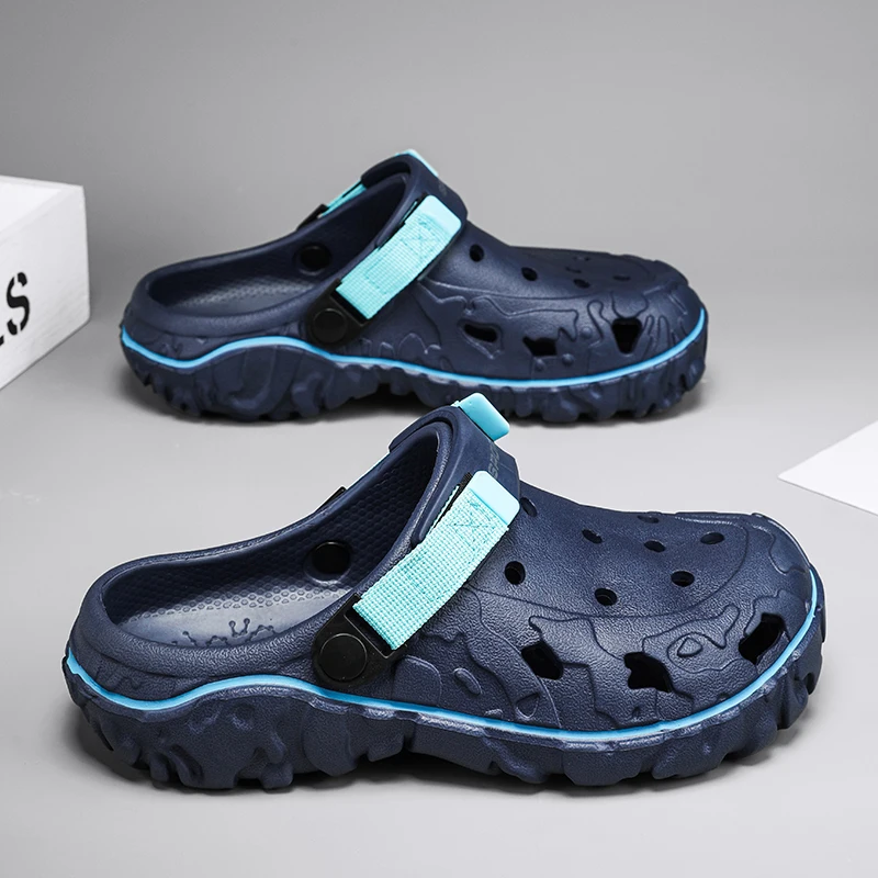 Herren Outdoor-Wanderschuhe, Clogs, Plattform-EVA-Lochsandalen, rutschfeste Strand- und Gartenpantoffeln, Sommer-Freizeitschuhe für Männer, große Größe 47