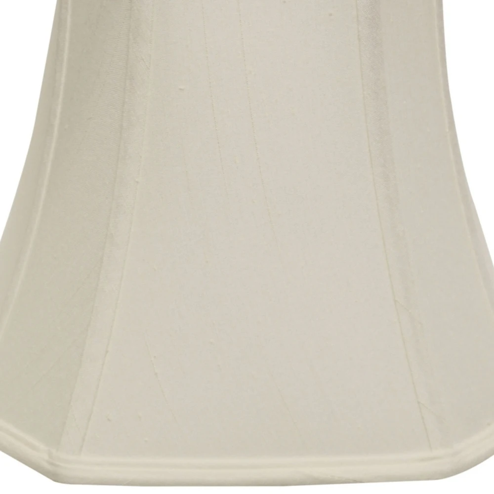 قطع عاكس الضوء على شكل جرس مربع من الزاوية مع غسالة معدنية قوية، غطاء خفيف من القماش الطبيعي الأبيض لمصابيح الطاولة