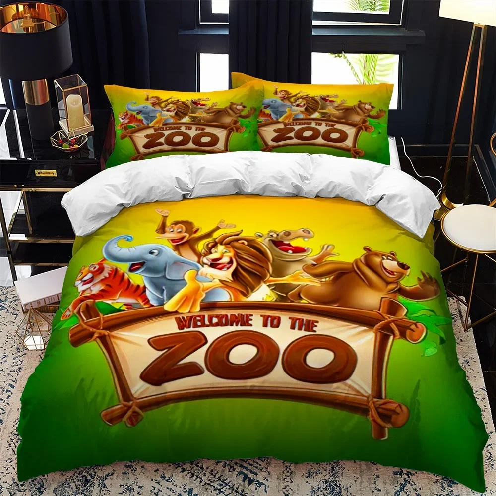 Cartoon Zoo bed duvet cover set queen calico Twin size comforter bedding set Single complete set