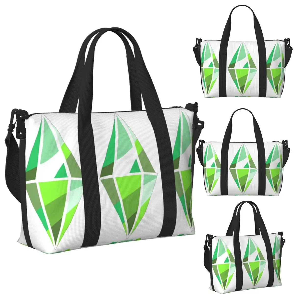 

Custom Sims 4 Plumbob Beach Travel Bag Large Capacity Tote Bags for Gym Yoga Women Shopping Duffle Shoulder Bag