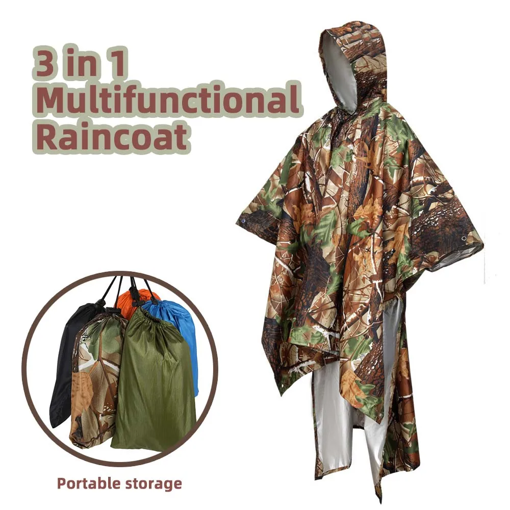 

Multifunctional 3 in 1 Raincoat Waterproof Rain Outdoor Awning Camping Tent Mat Poncho Backpack Hiking Rain Cover Motorcycle