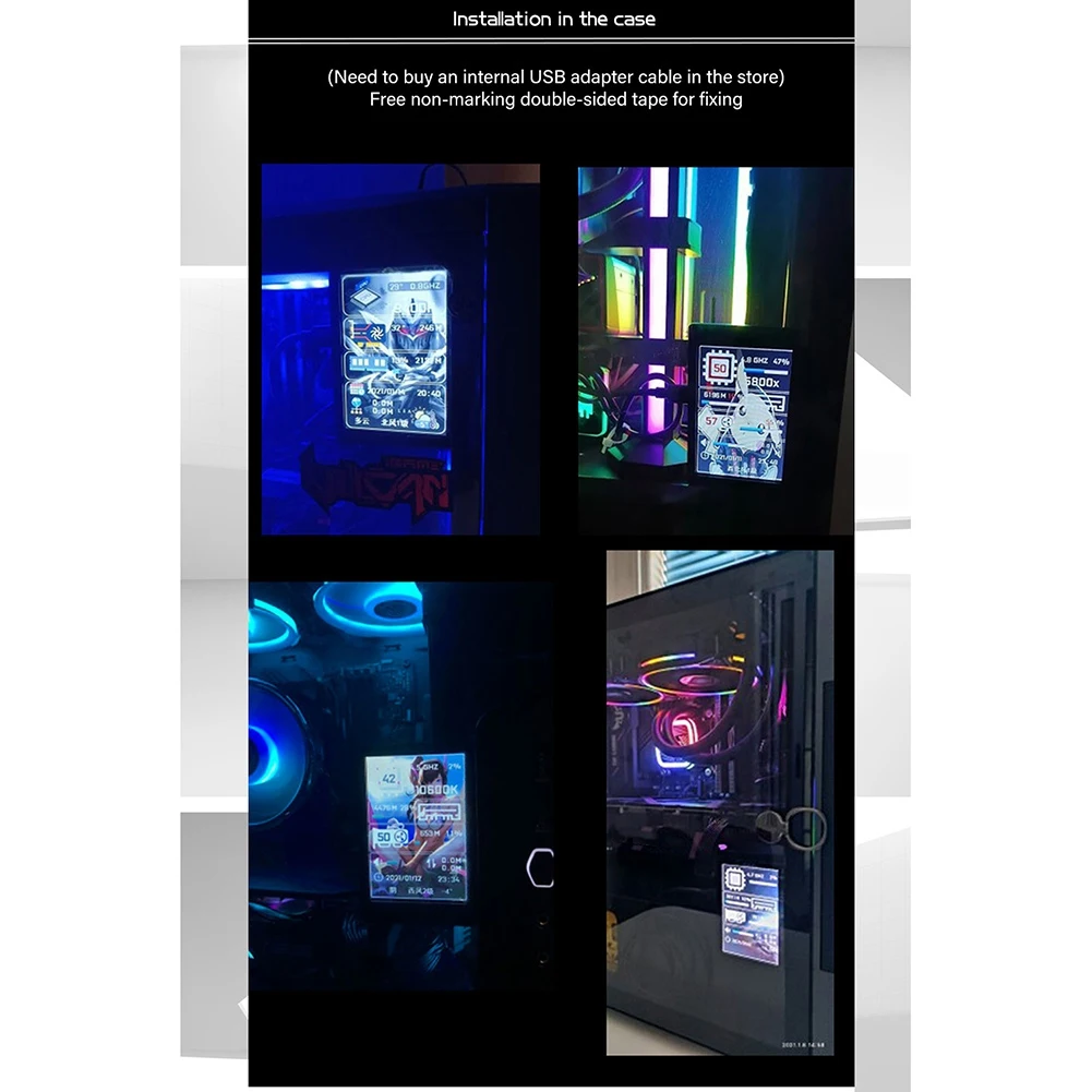 Layar Mini IPS USB 3.5 inci AIDA64, RAM CPU PC, Monitor Data HDD, tampilan suhu komputer, layar Sub tipe-c