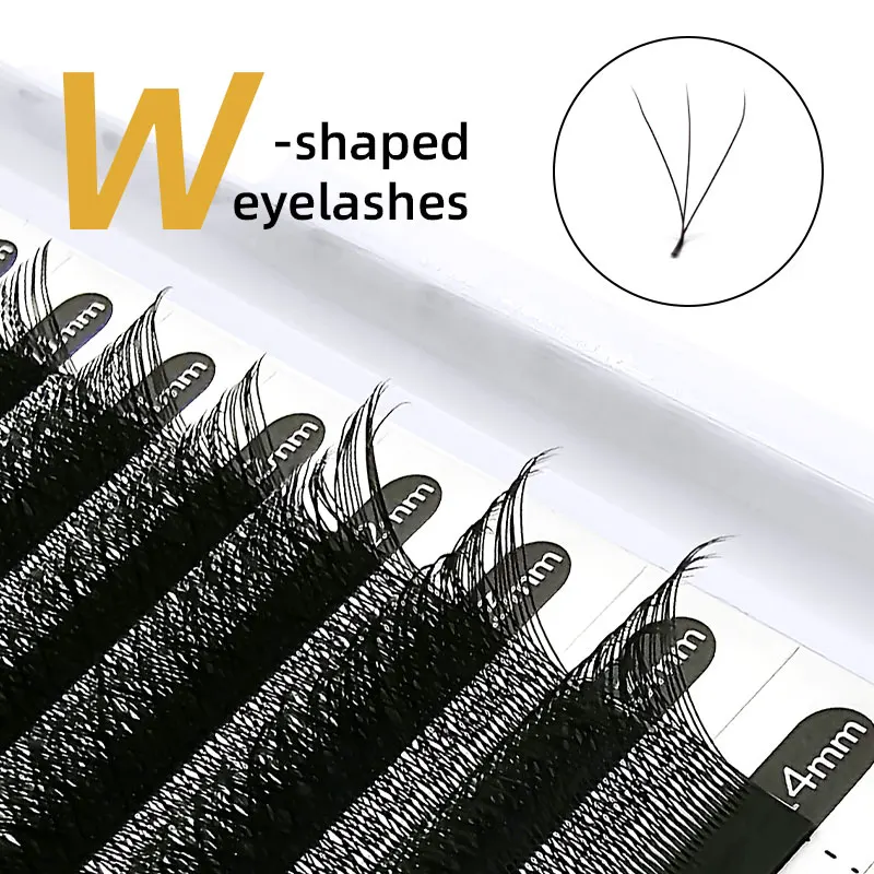 1 Case 3D W Shaped Lashes Premade Volume Fans 0.07 C/D Curl Mixed Lengths Faux Cils Lashes Eyelash Extensions Makeup Tools