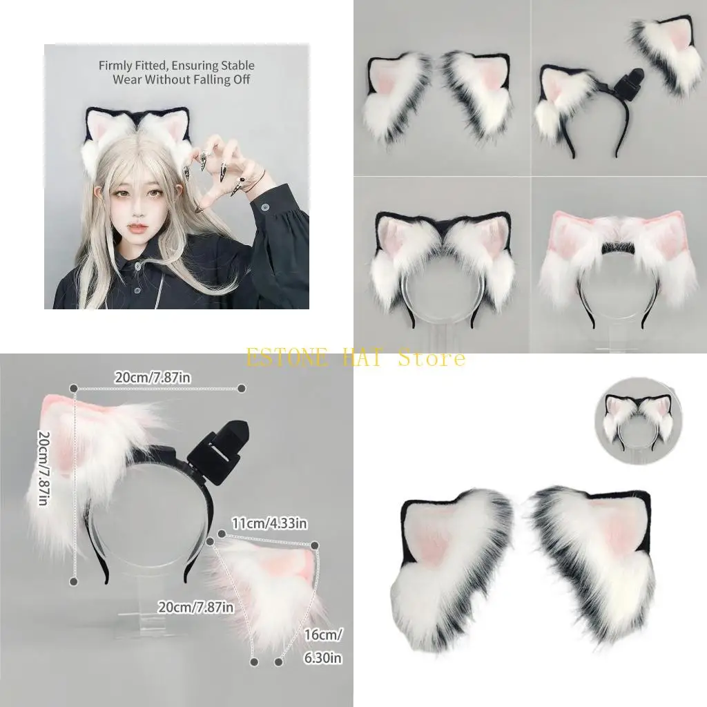 

49MF электрические повязки на голову с волчьими ушками, обруч для волос с кошачьими ушками, подвижные повязки с ушками животных