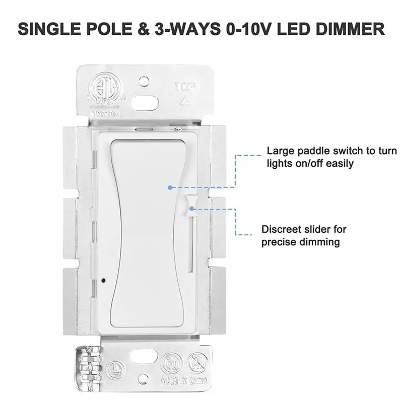 LNHF Low Voltage 0-10V Dimmer Switch For LED For Dimmable Lights, CFL, Halogen And Incandescent Bulbs