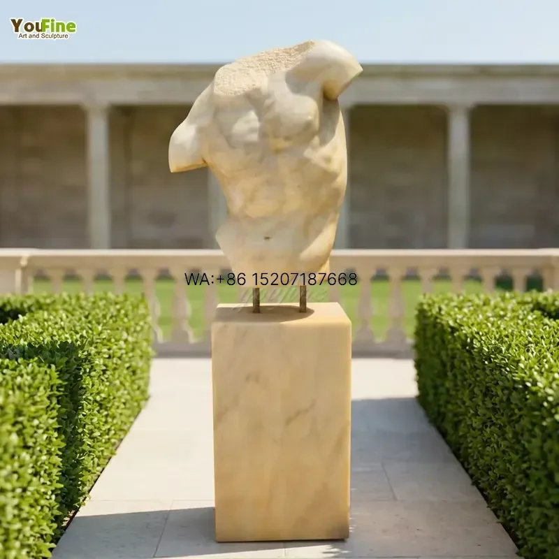 Wmwmnu for Marble Torso Sculpture Greek Classical Male Statue Natural Marble Garden Outdoor Decor Villa Estate Museum