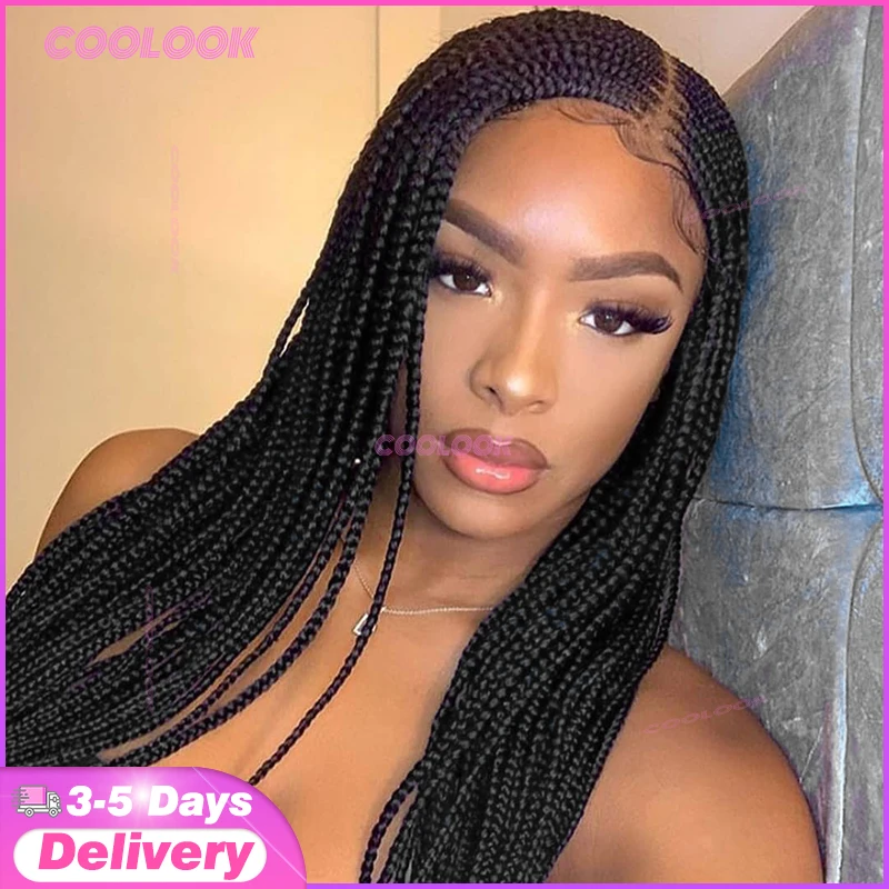 

Несколько стилей, 36 дюймов, боковая часть, косички, парик, синтетические полные кружевные плетеные парики для чернокожих женщин, плетеный парик без узлов