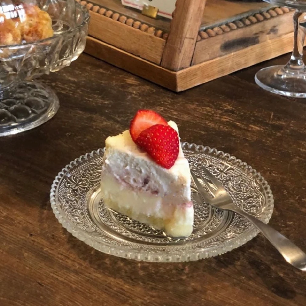 كعكة طبق تقديم الحلوى خمر الزجاج الشفاف تنقش أطباق عشاء سعة كبيرة الفضاء توفير وجبة خفيفة صينية للفاكهة لوازم المطبخ #4