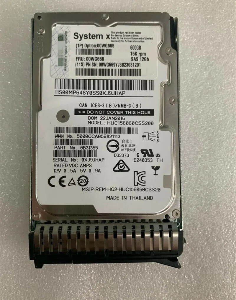 

FOR 00WG665 00WG666 00WG669 600 GB 15K 12GBPS SAS 2.5" Internal Hard Drive