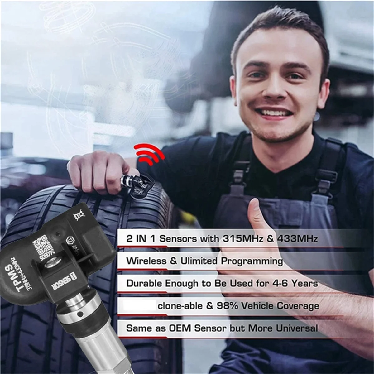 8Pcs Programmable TPMS MX Sensor 315MHZ+433MHz 2-In-1 Tire Pressure Sensor Monitor for Autel Tool TS408 TS508 ITS600