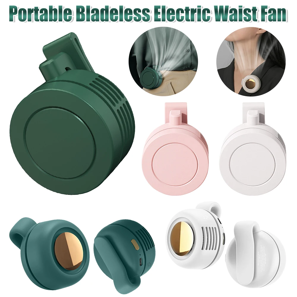 

Портативный мини-вентилятор с зажимом, безлопастной подвесной вентилятор на талии и шею, 3-скоростной USB-перезаряжаемый уличный домашний электрический охлаждающий вентилятор